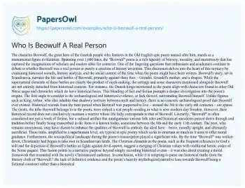 Essay on Who is Beowulf a Real Person