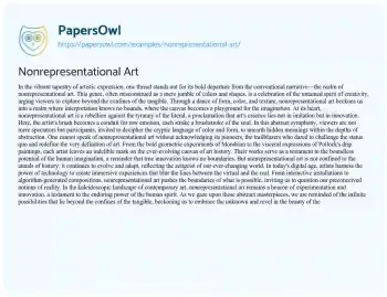 Essay on Nonrepresentational Art