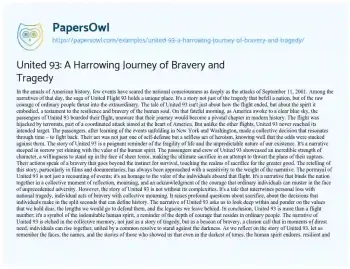 Essay on United 93: a Harrowing Journey of Bravery and Tragedy