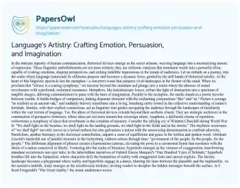 Essay on Language’s Artistry: Crafting Emotion, Persuasion, and Imagination