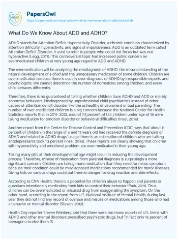 Essay on What do we Know about ADD and ADHD?