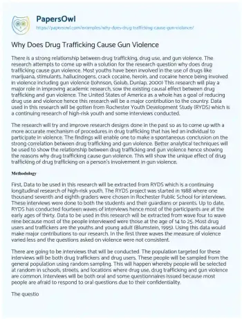 Essay on Why does Drug Trafficking Cause Gun Violence