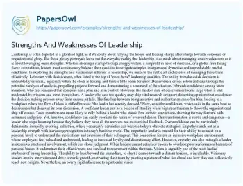 Essay on Strengths and Weaknesses of Leadership