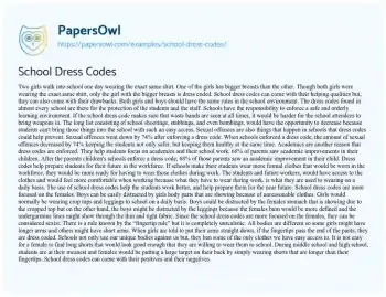 Essay on School Dress Codes