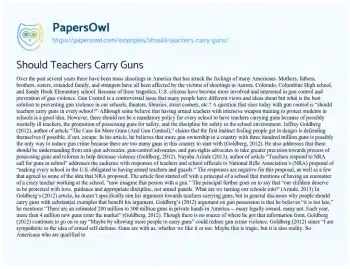 Essay on Should Teachers Carry Guns