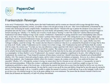 Essay on Frankenstein Revenge