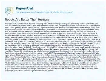 Essay on Robots are Better than Humans