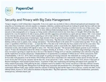 Essay on The Pervasive Influence of Big Data: Balancing Innovation and Privacy