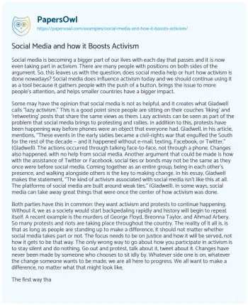 Essay on Social Media and how it Boosts Activism