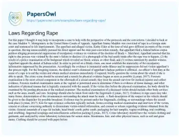 Essay on Laws Regarding Rape