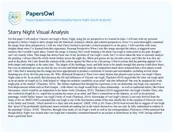 Essay on Starry Night Visual Analysis