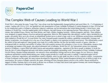 Essay on The Complex Web of Causes Leading to World War i