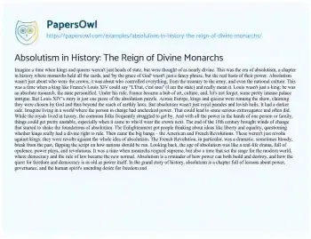 Essay on Absolutism in History: the Reign of Divine Monarchs