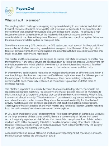 Essay on What is Fault Tolerance?