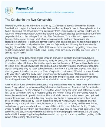 Essay on The Catcher in the Rye: Censorship