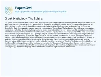 Essay on Greek Mythology: the Sphinx