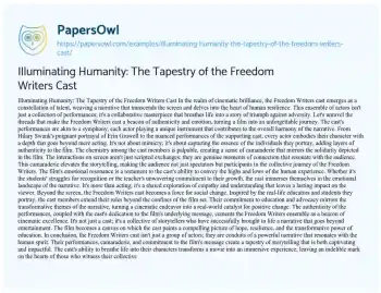 Essay on Illuminating Humanity: the Tapestry of the Freedom Writers Cast