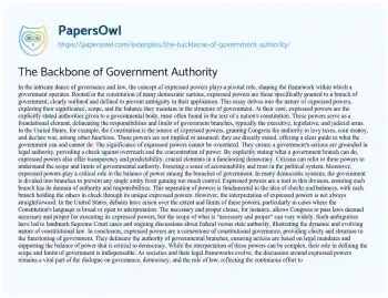 Essay on The Backbone of Government Authority