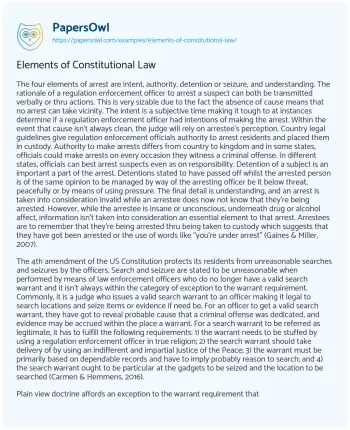 Essay on Elements of Constitutional Law