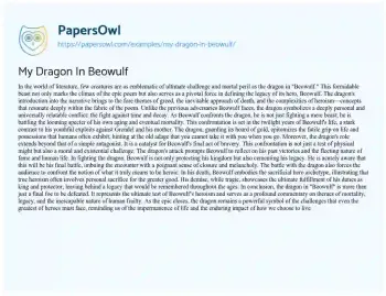 Essay on My Dragon in Beowulf