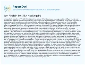 Essay on Jem Finch in to Kill a Mockingbird