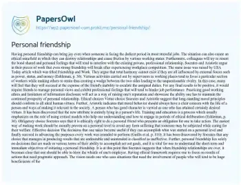 Essay on Personal Friendship