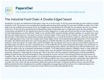 Essay on The Industrial Food Chain: a Double-Edged Sword