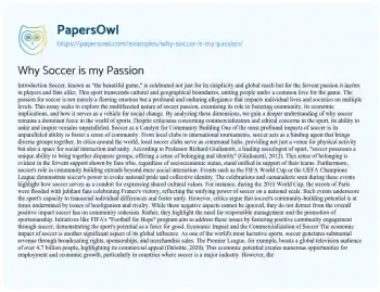 Essay on Why Soccer is my Passion