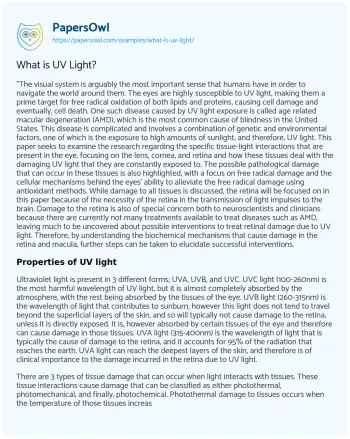 Essay on What is UV Light?