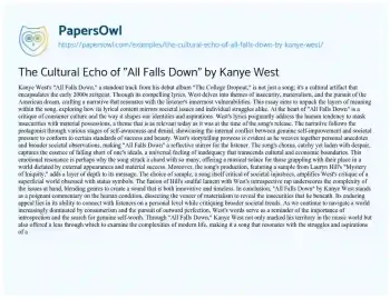 Essay on The Cultural Echo of “All Falls Down” by Kanye West