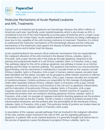 Essay on Molecular Mechanisms of Acute Myeloid Leukemia and AML Treatments