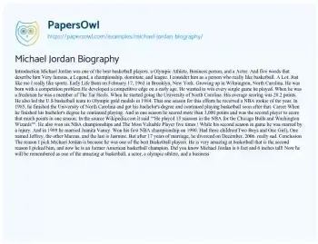 Essay on Michael Jordan Biography