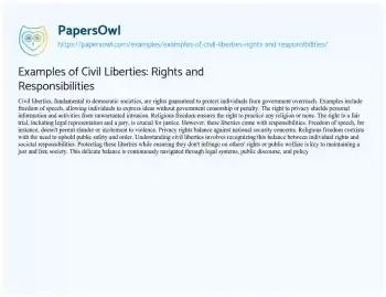 Essay on Examples of Civil Liberties: Rights and Responsibilities