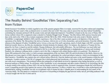 Essay on The Reality Behind ‘Goodfellas’ Film: Separating Fact from Fiction