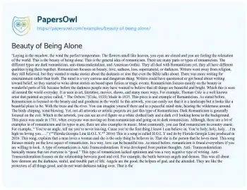 Essay on Beauty of being Alone