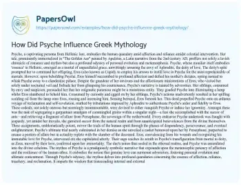 Essay on How did Psyche Influence Greek Mythology