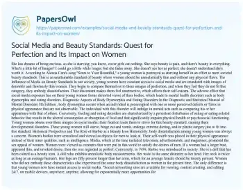 Essay on Social Media and Beauty Standards: Quest for Perfection and its Impact on Women