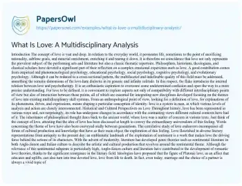 Essay on What is Love: a Multidisciplinary Analysis