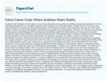 Essay on Future Career Goals: where Ambition Meets Reality