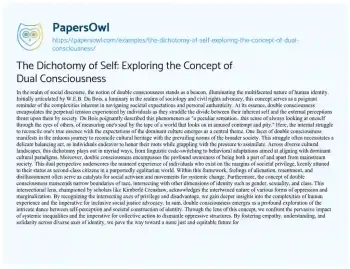 Essay on The Dichotomy of Self: Exploring the Concept of Dual Consciousness