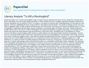 Essay on Literary Analysis “To Kill a Mockingbird”