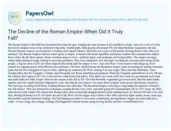 Essay on The Decline of the Roman Empire: when did it Truly Fall?