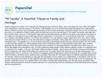 Essay on “Mi Familia”: a Heartfelt Tribute to Family and Heritage