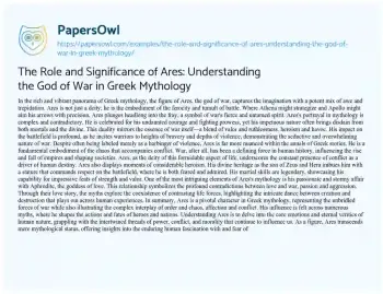 Essay on The Role and Significance of Ares: Understanding the God of War in Greek Mythology