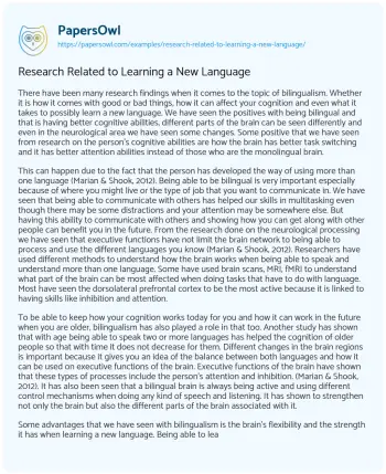 Essay on Research Related to Learning a New Language