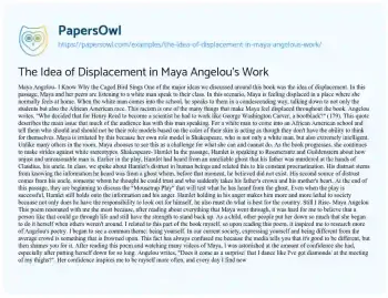 Essay on The Idea of Displacement in Maya Angelou’s Work