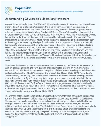 Essay on Understanding of Women’s Liberation Movement