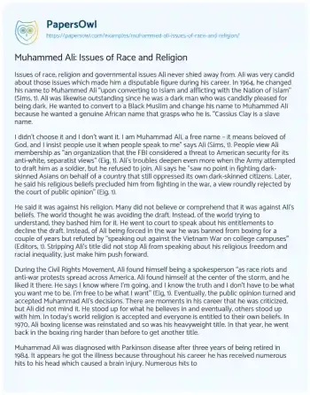 Essay on Muhammed Ali: Issues of Race and Religion