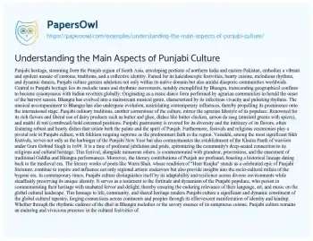 Essay on Understanding the Main Aspects of Punjabi Culture