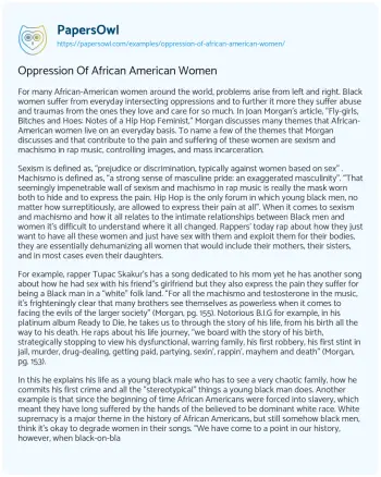 Essay on Oppression of African American Women